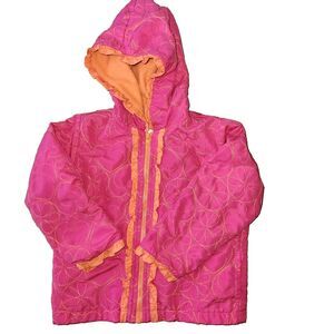 💖 Okie Dokie Girls' Pink Hooded Fall/Spring Jacket Coat - Size 3, Fleece Lined